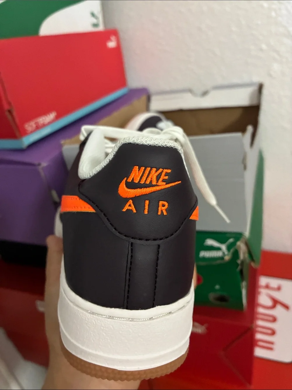 Kids Low-Top Athletic Sneakers with Orange Swoosh